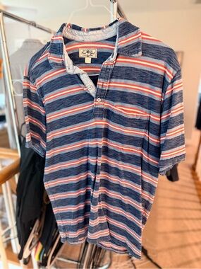 True Grit Navy Polo with Red and White Stripes